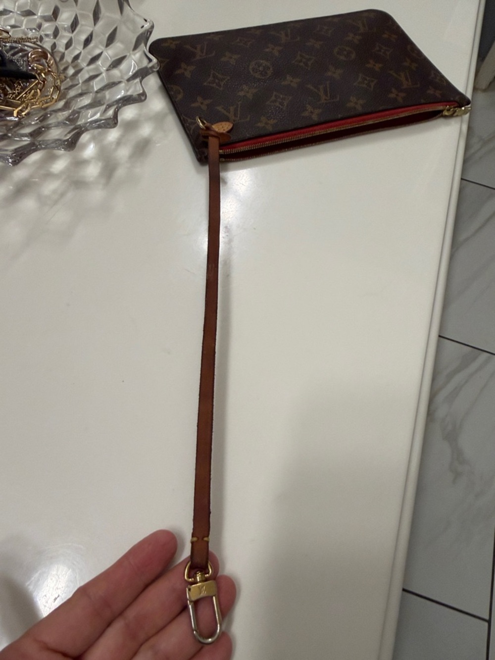 Louis Vuitton Monogram wristlet  with Red Trim and Gold Hardware - Picture 13 of 17